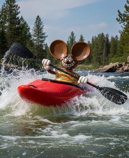 Dormouse adventure character rafting illustration